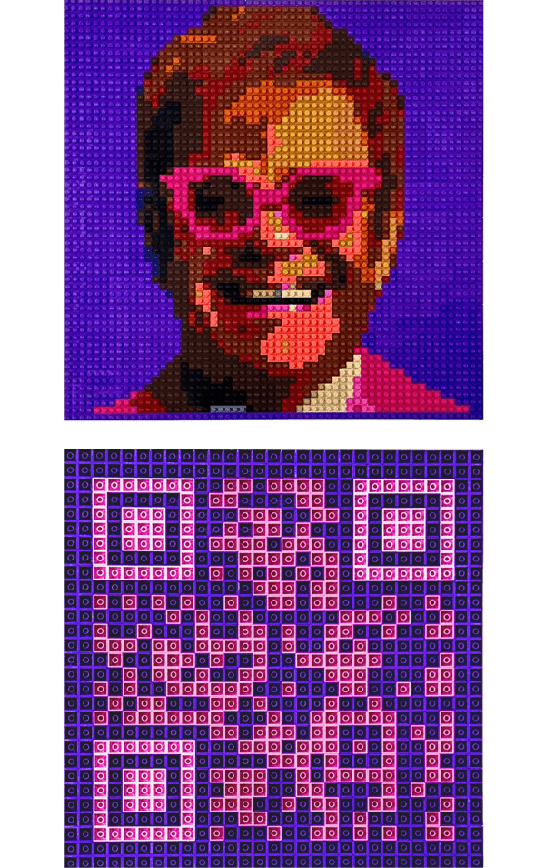 œuvre d’art, pop-art, lego, qr code, LEGO Art Elton John - Portrait Original et QR Code, l'Harmonie d'une Création Unique