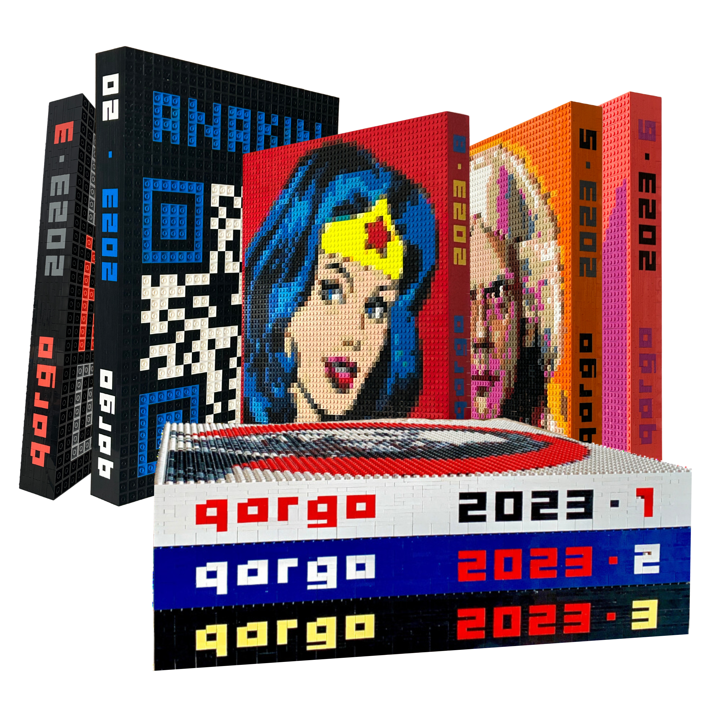 œuvre d’art, pop-art, lego, qr code, Collection LEGO : Wonder Woman, Doc Emmett Brown, Dark Vador, et bien d'autres personnalités ecnore par Qargo