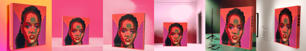 œuvre d’art, pop-art, lego, qr code, Fresque Exposition : Rihanna en 6 Scènes