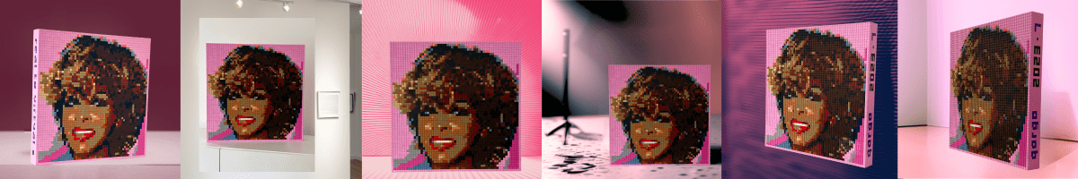 œuvre d’art, pop-art, lego, qr code, Fresque Exposition : Tina Turner en 6 Scènes