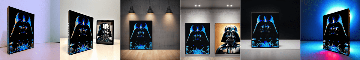 œuvre d’art, pop-art, lego, qr code, Fresque Exposition : Anakin / Dark Vador en 6 Scènes