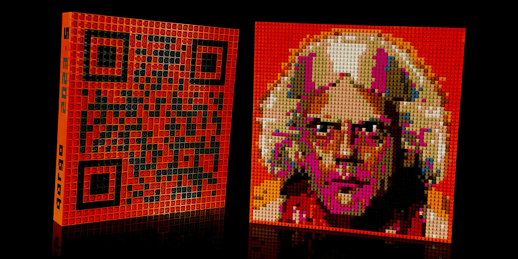 œuvre d’art, pop-art, lego, qr code, qargo Art : Doc Emmett Brown en QR Code