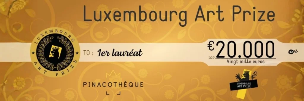 Luxembourg Art Prize – visuel officiel de la Pinacothèque présentant le prix de 20 000 euros.