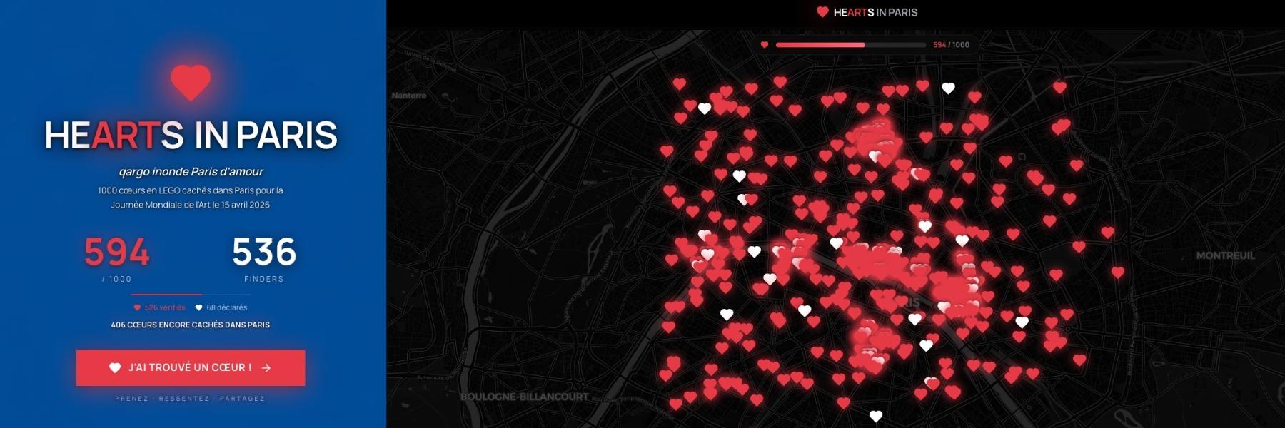 Hearts in Paris : 1000 cœurs en LEGO dans Paris